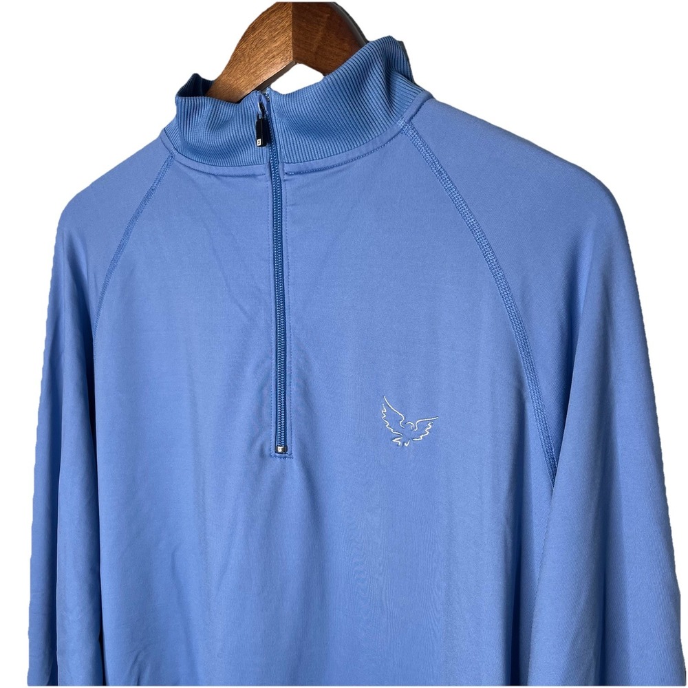 FootJoy Men's 1/4 Zip Pullover Long Sleeve Performance Blue Golf Shirt L Stretch